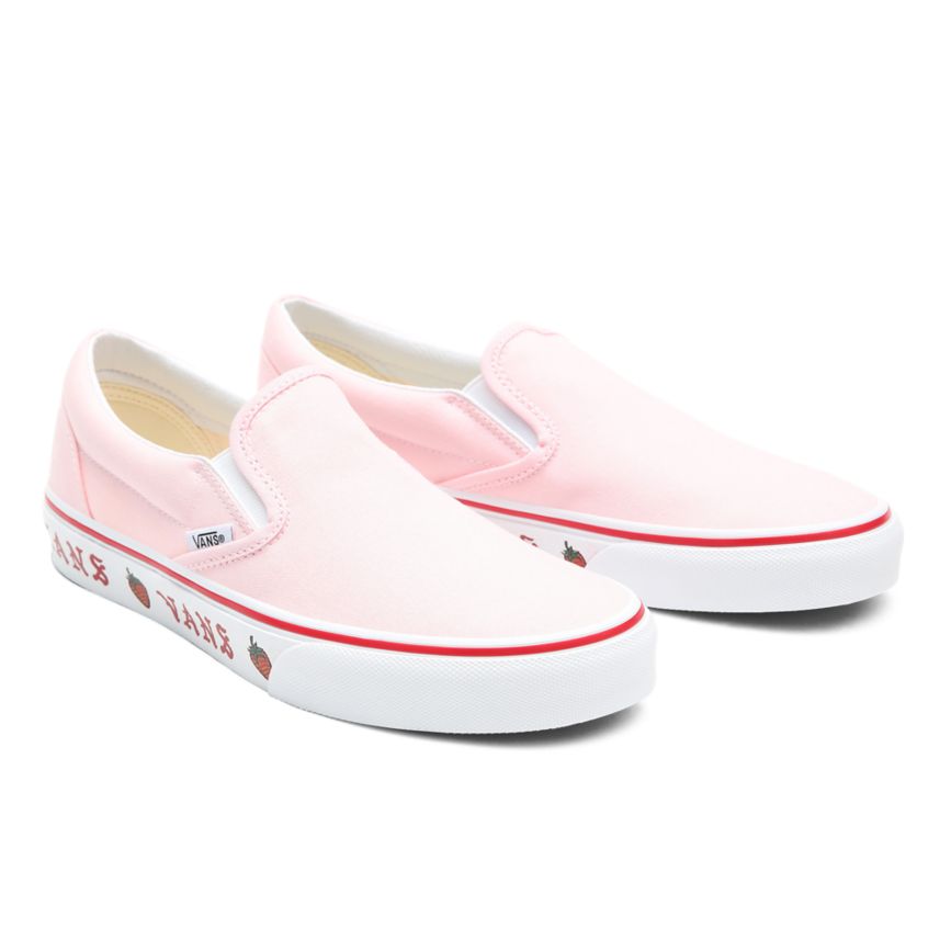 Women's Vans Sidewall Print Classic Slip-On Shoes India - Pink [SJ8546139]